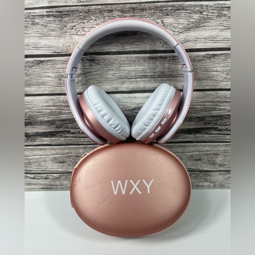 WXY Pink + White Headphones With Case